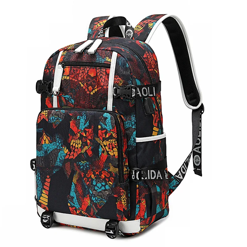 Trendy Letters Print Stylish Travel Backpack For Boy Girl Waterproof Large Capacity USB Charge Bag Men Teenageer School Backpack