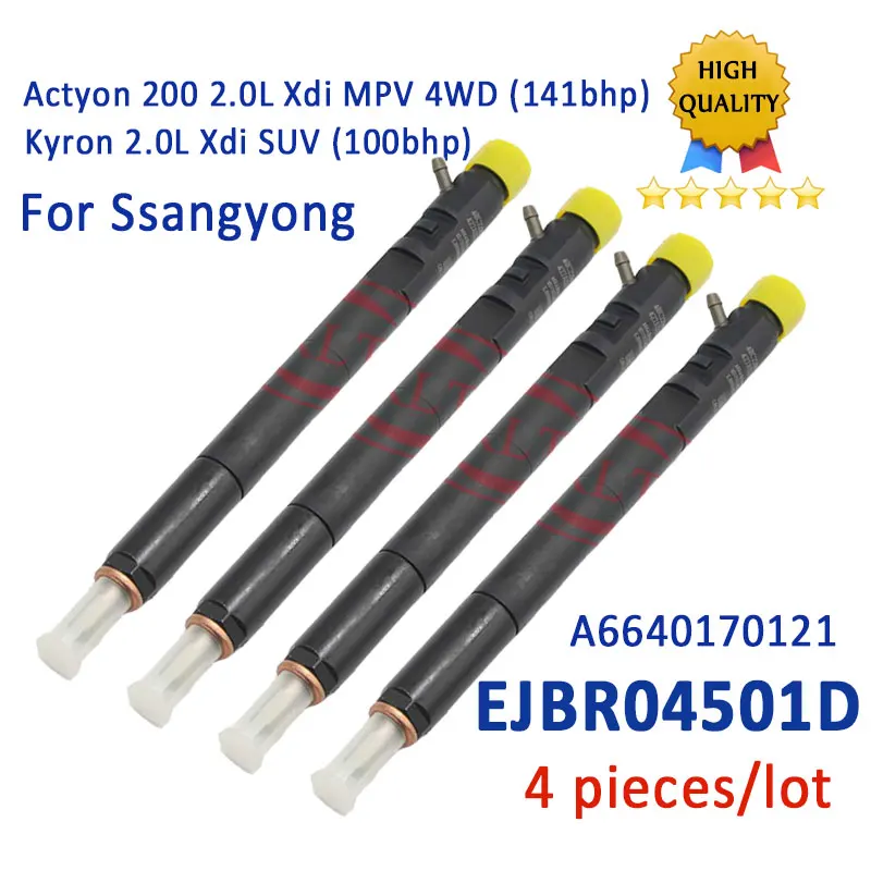 4PC Nozzle EJBR03401D Injector A6640170021 6640170221 EJBR04501D A6640170121 EJBR04701D For SSANGYONG Kyron Actyon JMC Euro 4/3