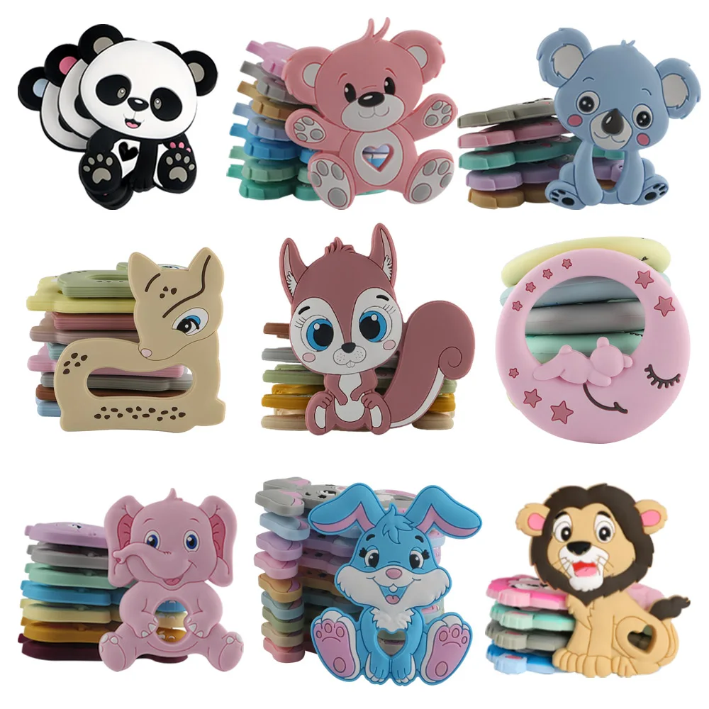 1Pc Silicone Teethers For Baby Cartoon Animals Teether For Teeth Care Pendants DIY Pacifier Chain Accessories For Jewelry