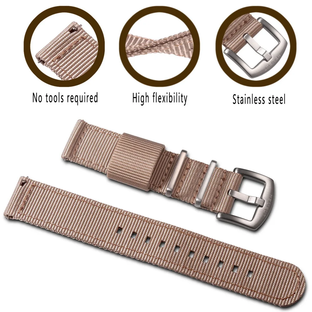 Military Nylon Watch Bands  Quick Release Quality Nylon Watch Straps and Heavy Duty Brushed Buckle 18mm 20mm 22mm 24mm