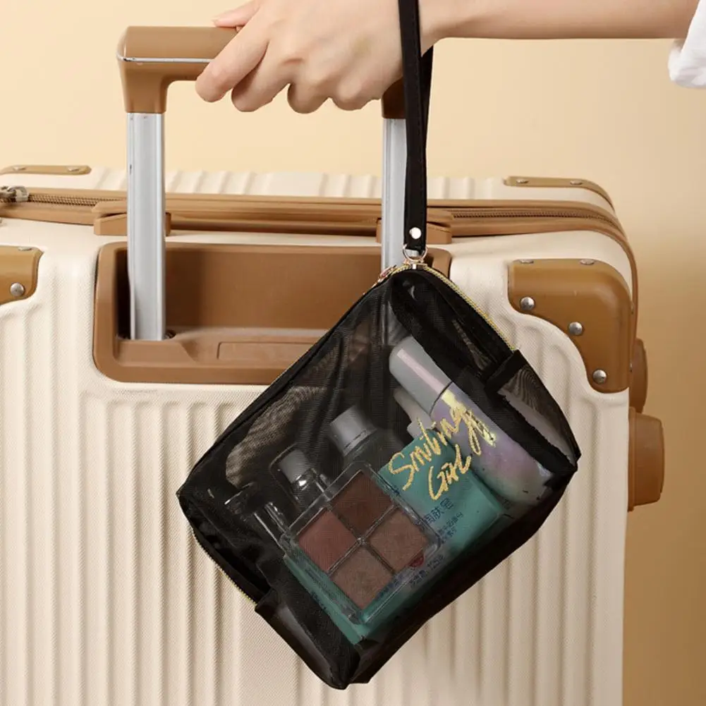 Storage Pouch Large Capacity Wear Resistant Polyester Cosmetic Organizer Mesh Bag for Home