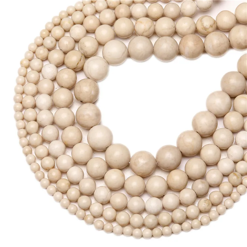 Natural Stone Beads Ivory Shell Round Loose Beads For Jewelry Making DIY Handmade Bracelets 4/6/8/10/12MM