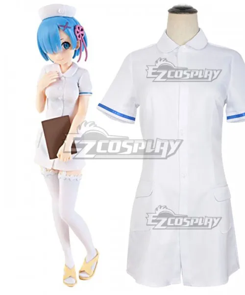 

Re: Life In A Different World From Zero Nurse Rem White Dress Girls Party Halloween Adult Dress Cosplay Costume E001