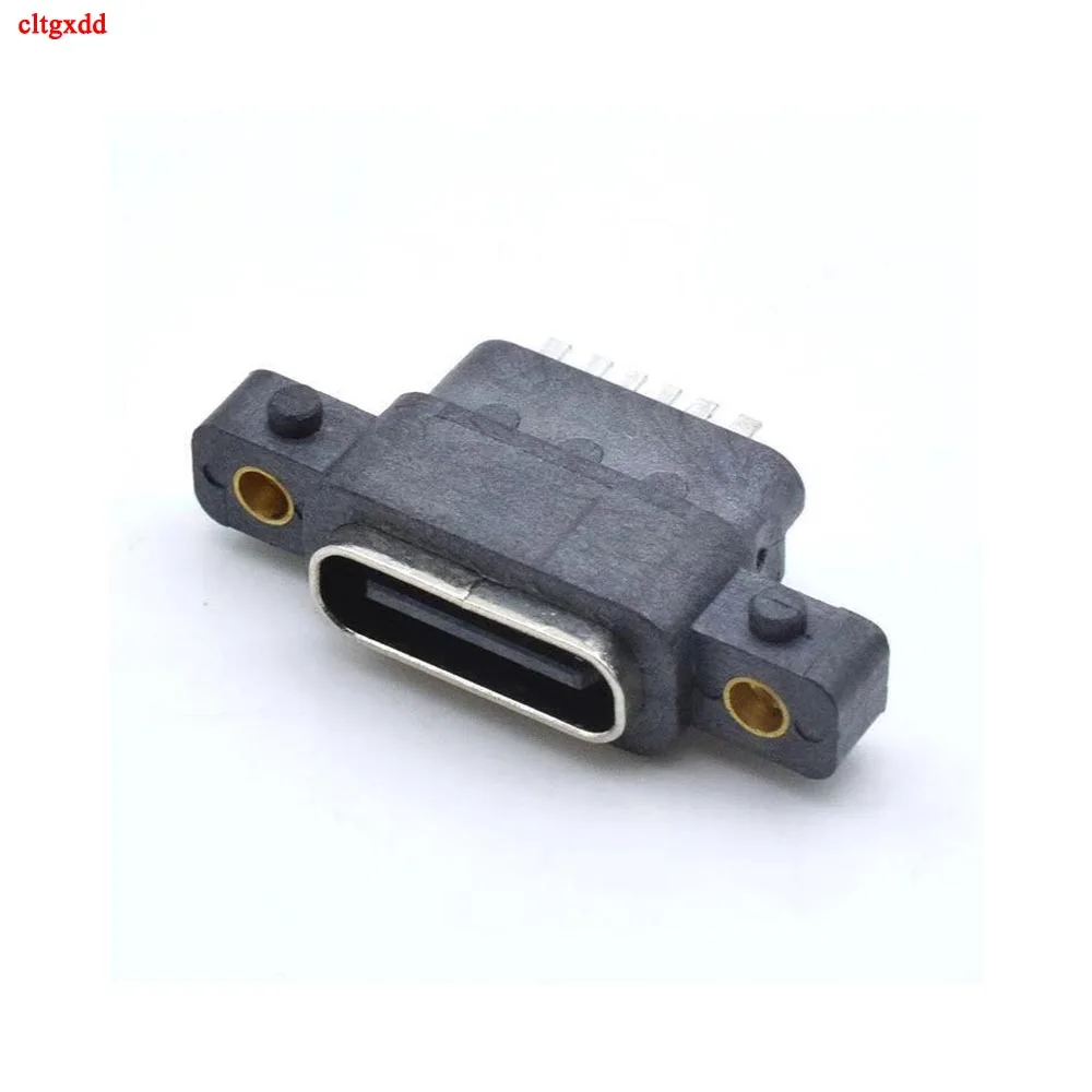 1Pcs USB 3.1 Type-C 6Pin Female SMD DIP Connector With Screw Hole For DIY PCB Design High Current Fast Charging