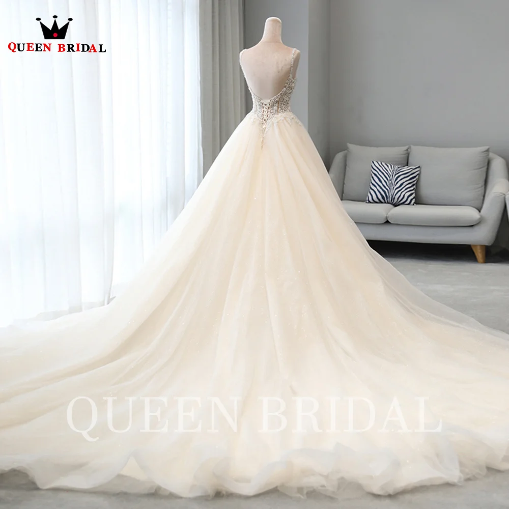 Ball Gown Puffy Wedding Dresses Tulle Crystal Beaded  Elegant Formal Plus Size Women Bride Gowns Custom Size SK54