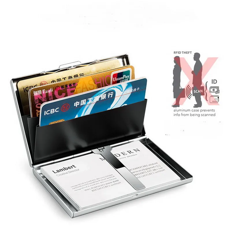 Brand Stainless Steel Card Holder Wallet Coin Purse Credit Card Organizer RFID Blocking