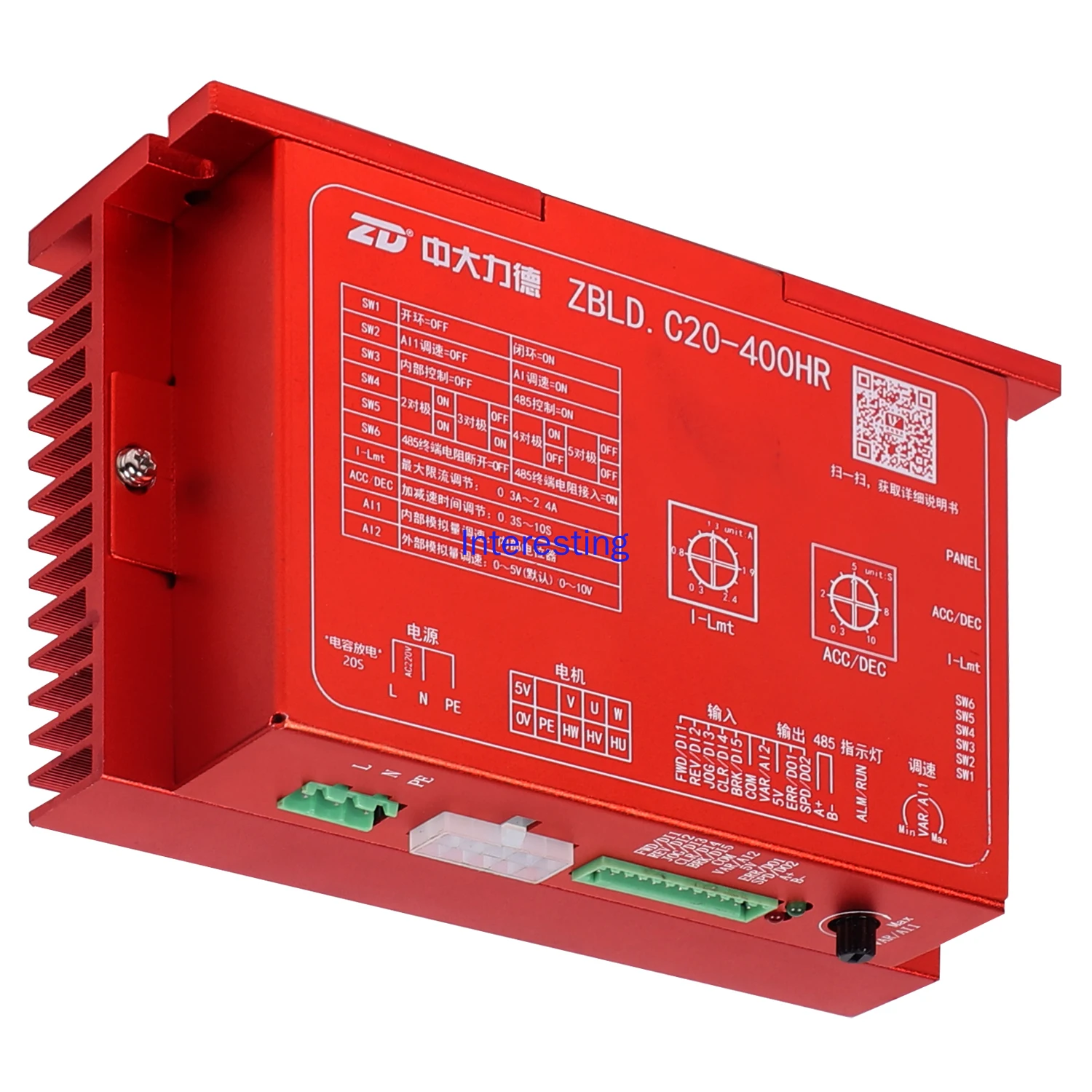 ZBLD.C20-400LR Low Voltage Brushless DC Motor Drive Controller Speed Governor