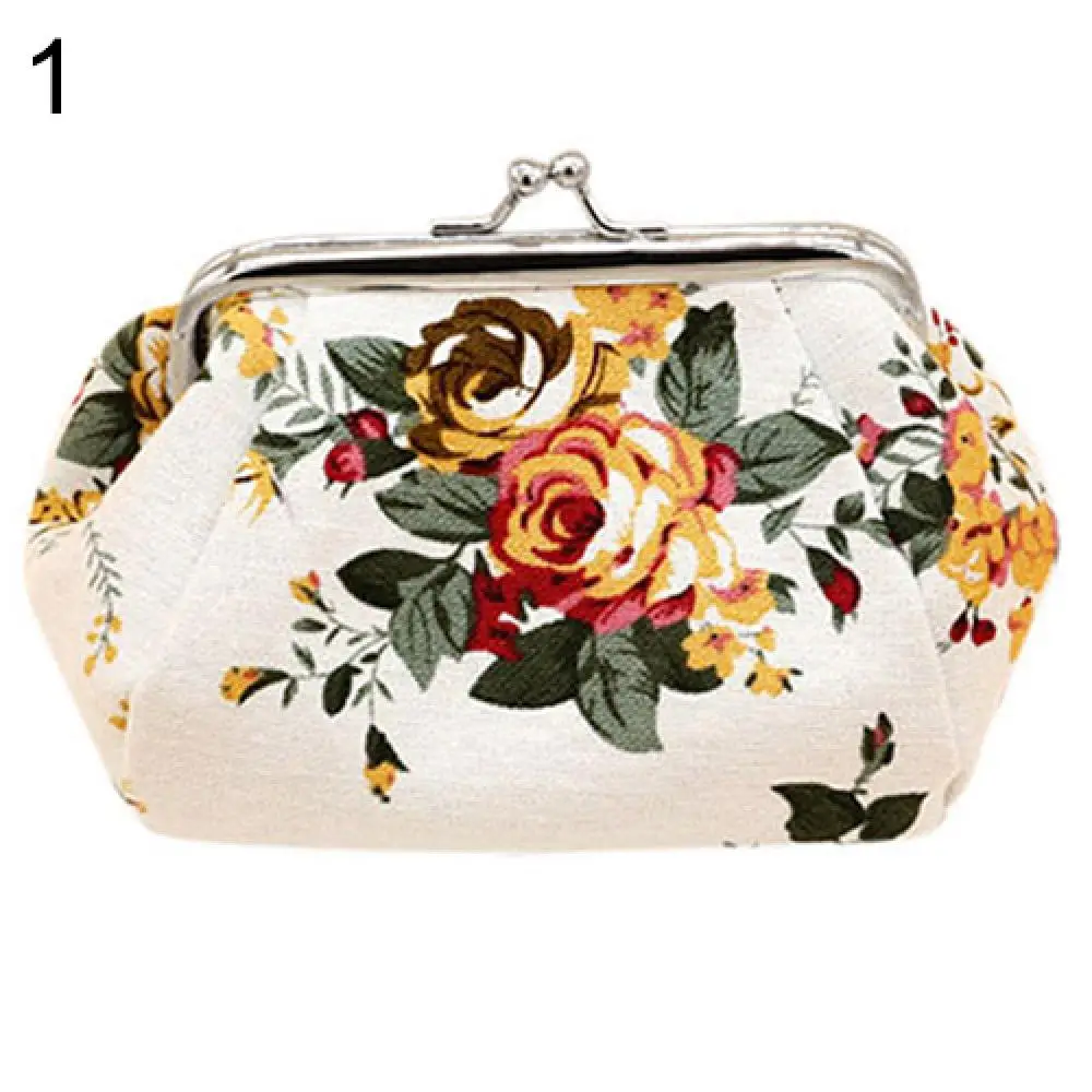 Women Wallet Flower Printed Canvas Card Holder Coin Purse Clutch Handbag Bag Wedding Party Gift Storage Bags