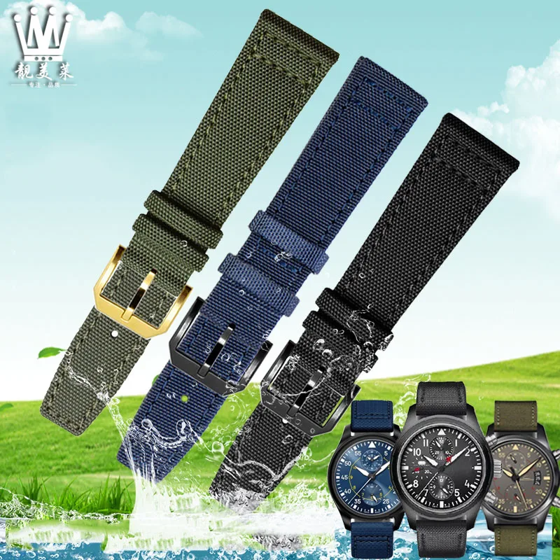 Vải Bạt Nylon Dây Đeo Đồng Hồ Cho IWC-Phi Công Bồ Đào Nha Portofino Dây Đồng Hồ 20Mm 21Mm 22Mm Đen Armygreen xanh Dương Cổ Tay Dây