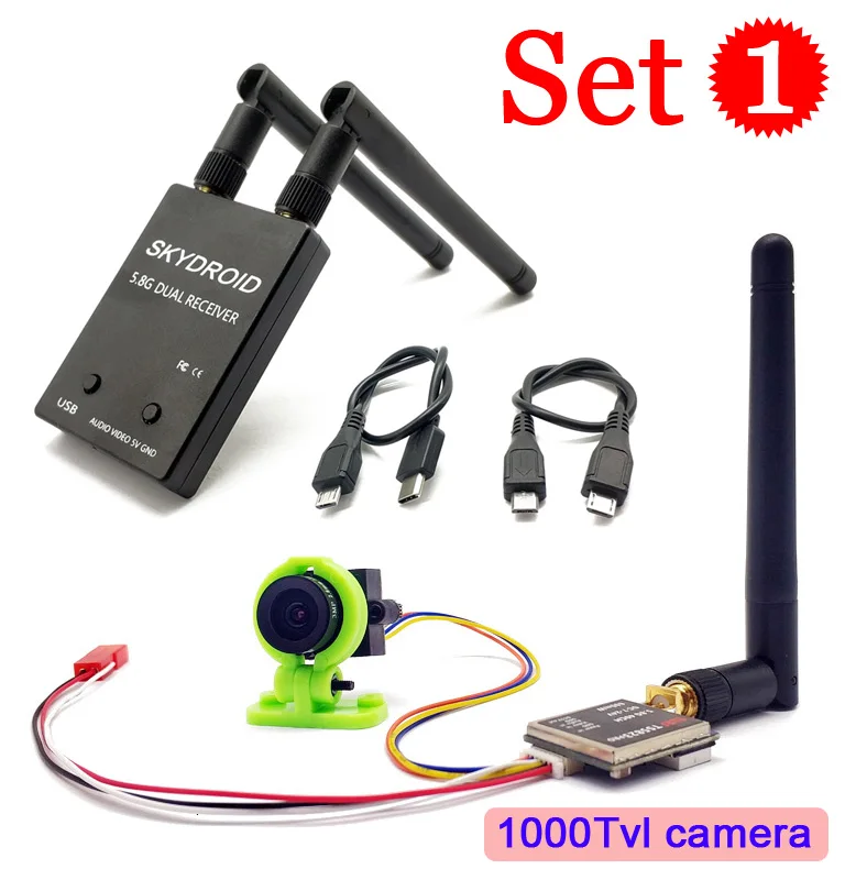 5.8G 40CH 600mW Transmitter Wide Voltage with 1200TVL fpv camera and Skydroid OTG UVC Receiver for Android Mobile Phone Tablet