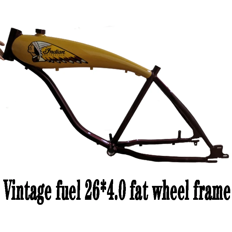 Vintage Fuel Tank Aluminum Alloy Frame / fork /Fuel Bicycle Frame / American Fuel Bicycle  Retro Frame 26inch*4.0 Frame 135MM