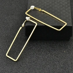 Clip on the ears Ladies Earrings with rubber cushions No piercing Wholesale Fashion jewelry Square line rectangular Women Earing