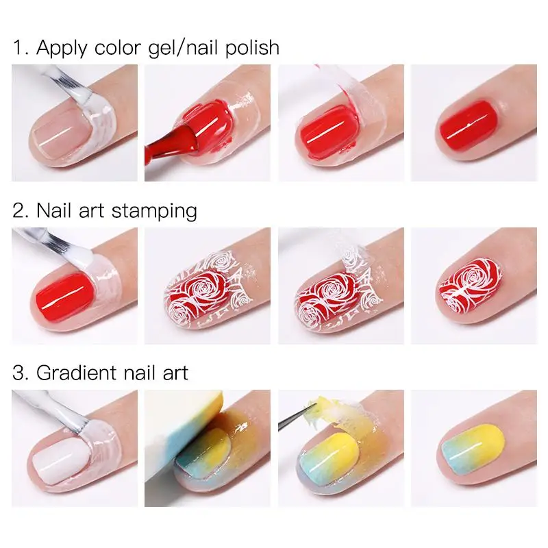 LILYCUTE Nail Art Peel Off Latex Liquid Tape Protect Nail Polish Varnish Anti-spill Latex Fast Dry Skin Care Tool With Tweezer