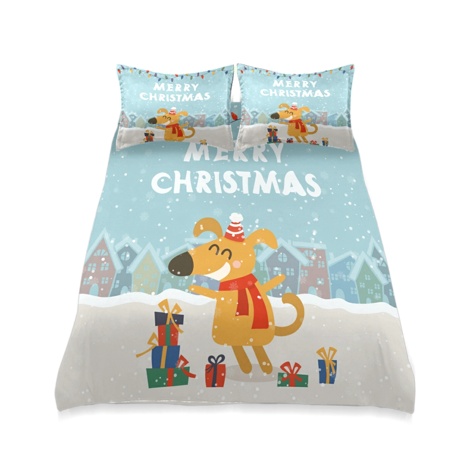 2022 New Christmas Printed Kids Girls Bedding Set Duvet Cover Bed Sheet Pillow Cases Twin Single Size Drop Shipping