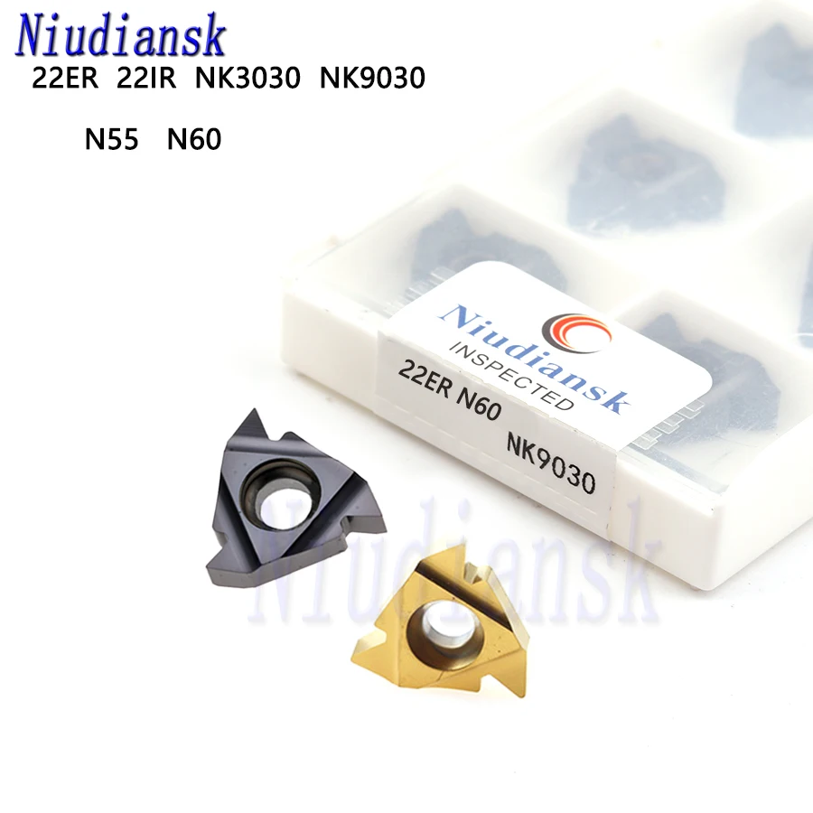 

22ER N55 N60 NK3030 NK9030 high quality carbide Threading inserts CNC lathe turning cutting tools 22IR threaded inserts