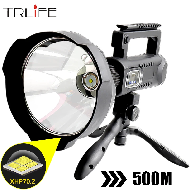 TRLIFE Super Long-range Flashlight Brightest XHP70.2/XHP50 LED Torch 7200mAh Portable Searchlight with Bracket USB Spotlight