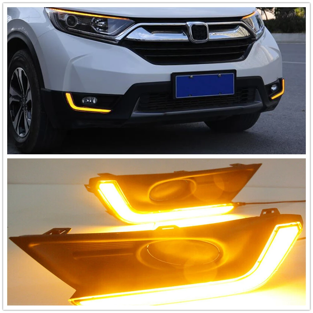 

For Honda CR-V CRV 2017.5- 19 LED Daytime Running Fog Light Turn Signal Bulb Flashing Front DRL Bumper Air Vent Driving Day Lamp