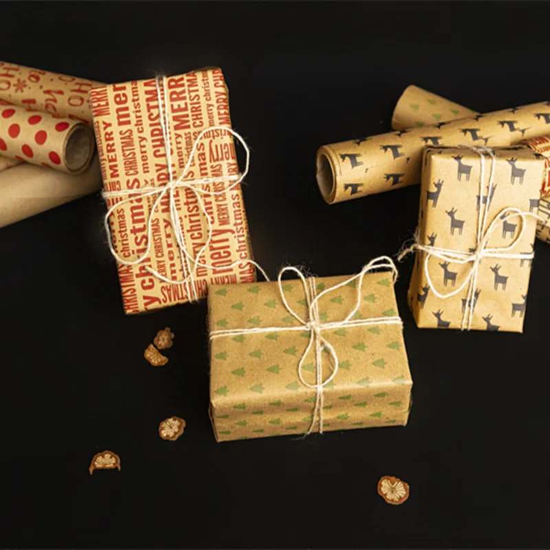 Christmas Present Gift Wrapping Paper  New Year 2021 Present Packaging Material Cardboard Paper Christmas Craft Paper