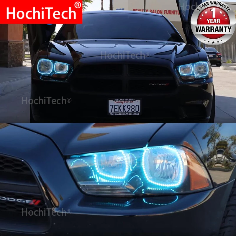 

Latest Headlight Multi-color RGB LED Angel Eyes Ring Eye DRL RF Remote Control for Dodge Charger 2011-2014 Accessories