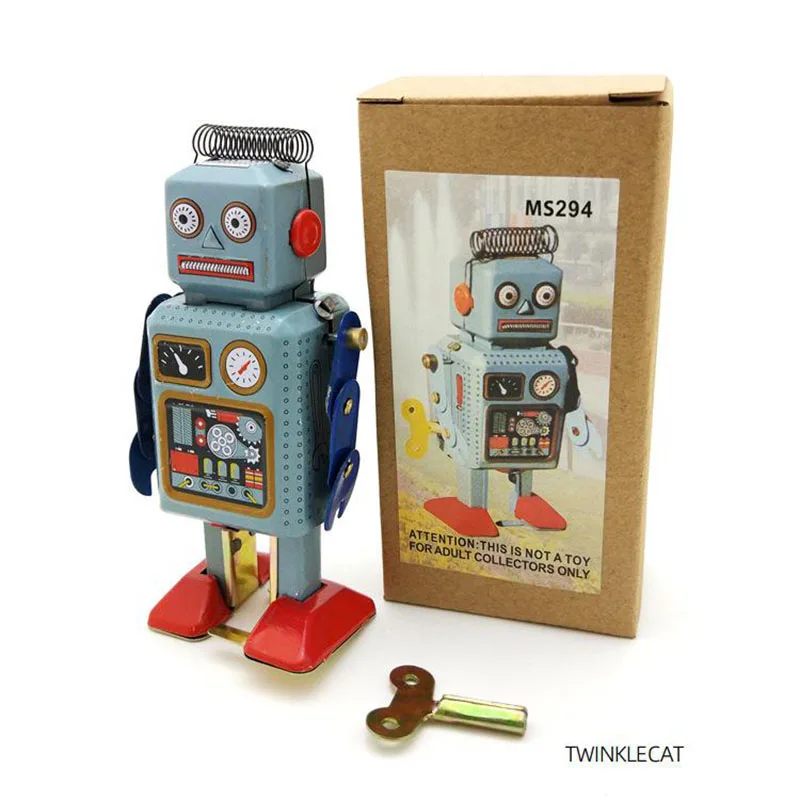 Zinn Arbeiter Roboter 12cm Nostalgischen Wind Up Retro Sammlung Spielzeug Shop Fenster Persönlichkeit Hause Dekoration Uhrwerk Figuren Zinn Spielzeug