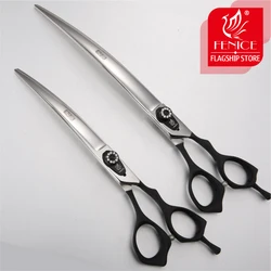 Fenice 7.5/8.0/ 9.0 inch Professional Pet Grooming Scissors Safety Dog Shears Hair Cutting Curved Scissors with Comb