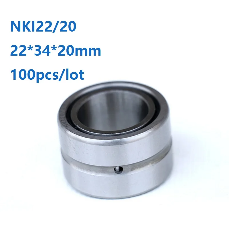 100pcs/lot NKI22/20 22*34*20mm NKI2220 Heavy duty needle roller bearing Entity needle bearing with inner ring