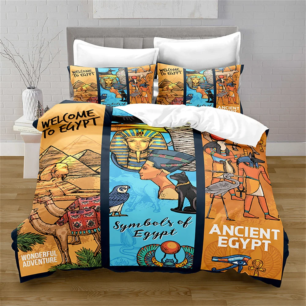 

Home Textiles Printed Egypt Bedding Quilt Cover & Pillowcase 2/3PCS US/AE/UE Full Size Queen Bedding Set Bedding Set