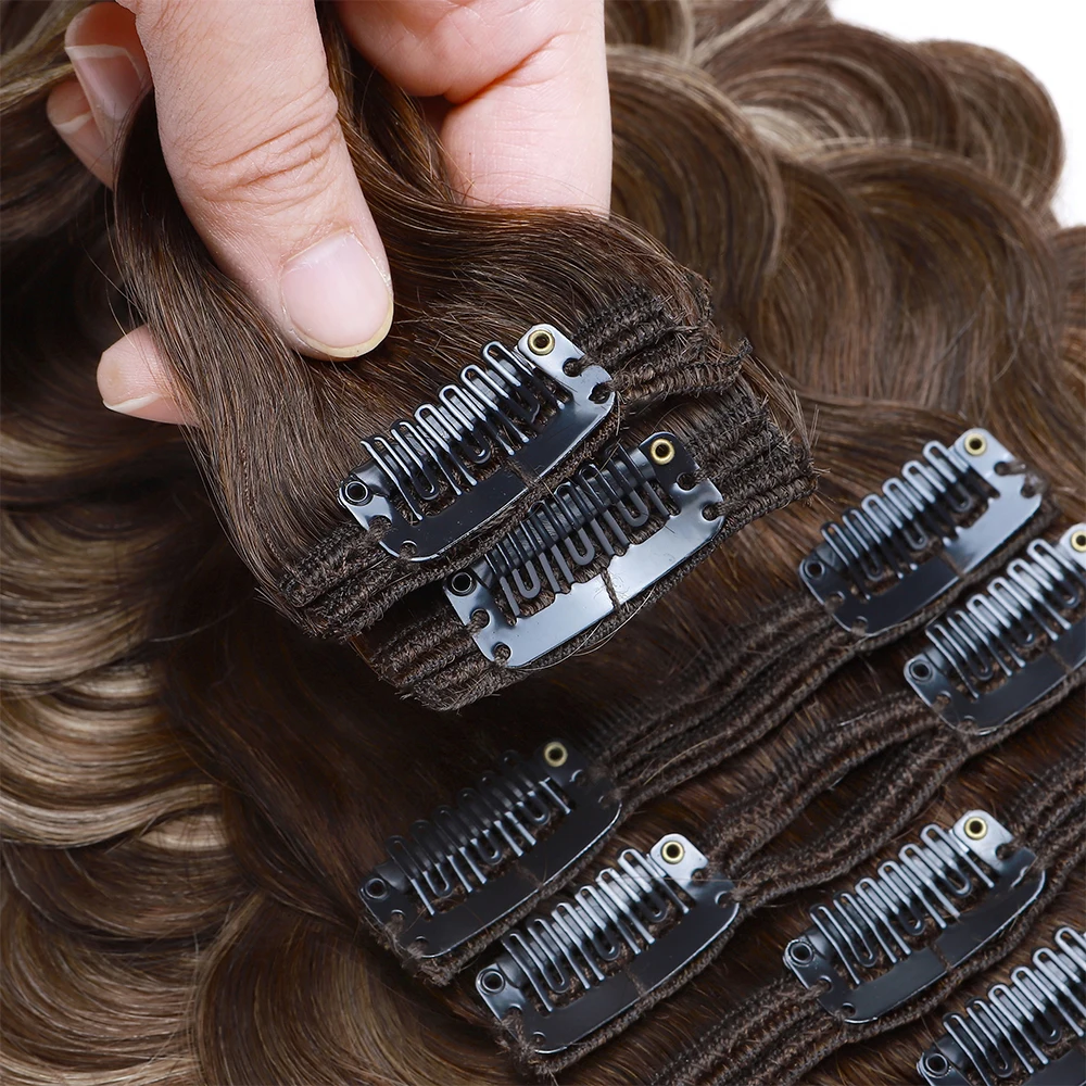 SEGO 140g Body Wave Clip In Hair Extensions Human Hair 8pc/set Hair Pieces for Women Double Weft Machine Remy Clip Ins