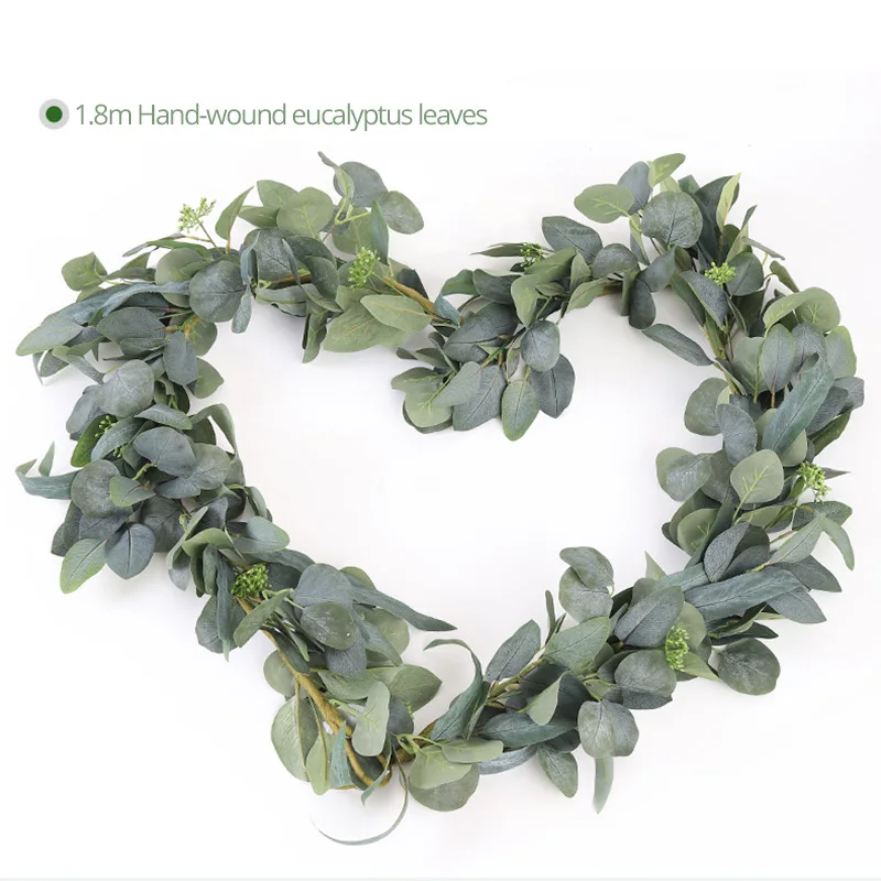 Artificial Eucalyptus Wreath Greening Eucalyptus Vines Fake Plants for Wedding Bouquet Garden Outdoor Decoration