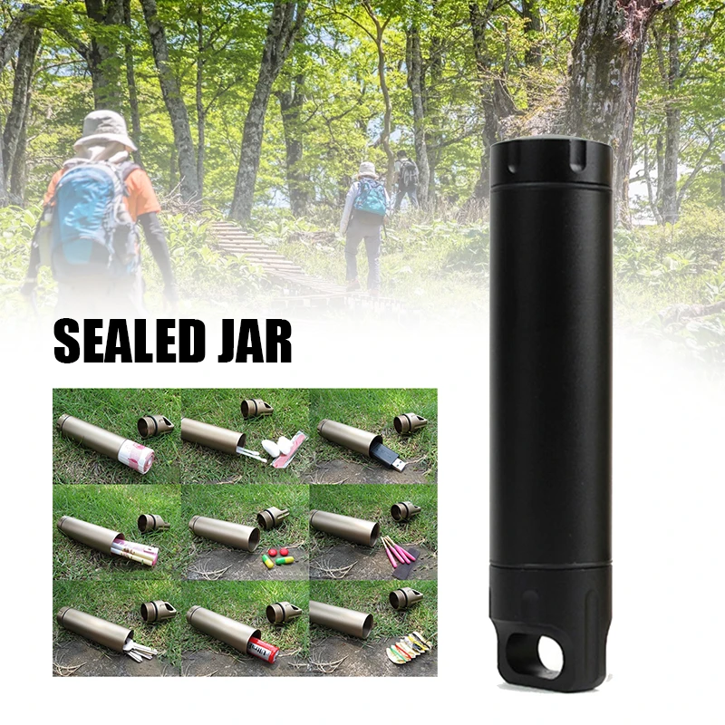 Portable Waterproof Capsule Seal Bottle Aluminum Alloy Outdoor Survival Pill Box Multifunctional Container Outdoor Tools