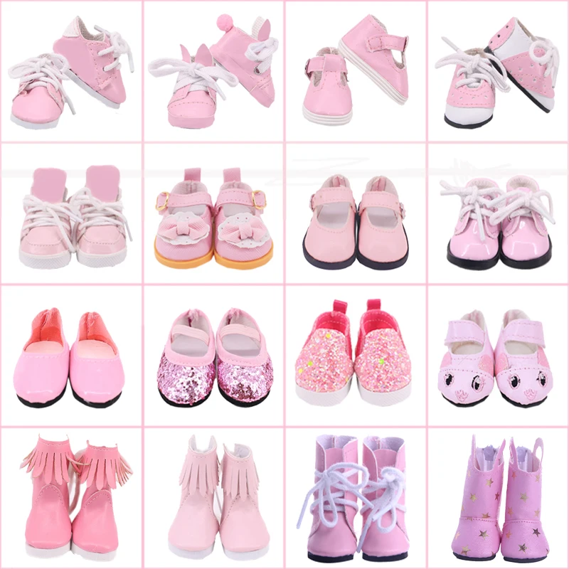 

5cm Doll Shoes Canvas Cartoon PU Shoes For 14.5 Inch American Doll&1/6 BJD Blyth EXO Doll Boots 35Cm Paola Renio Doll Girl`s Toy