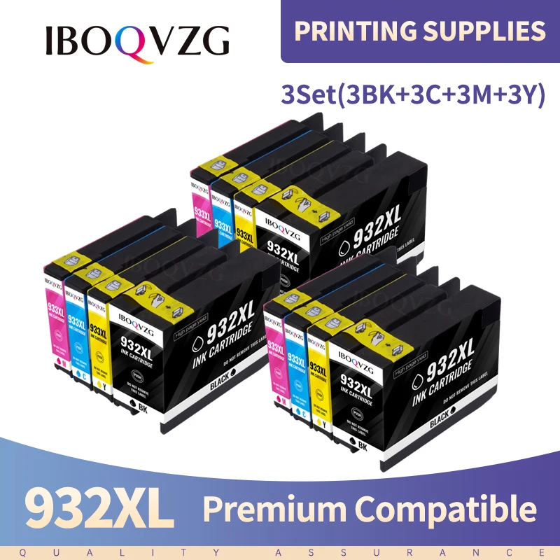 IBOQVZG 3set 932XL 933 for HP932 933XL replacement Ink Cartridge for HP 932 Officejet 6100 6600 6700 7110 7610 7612 Printer