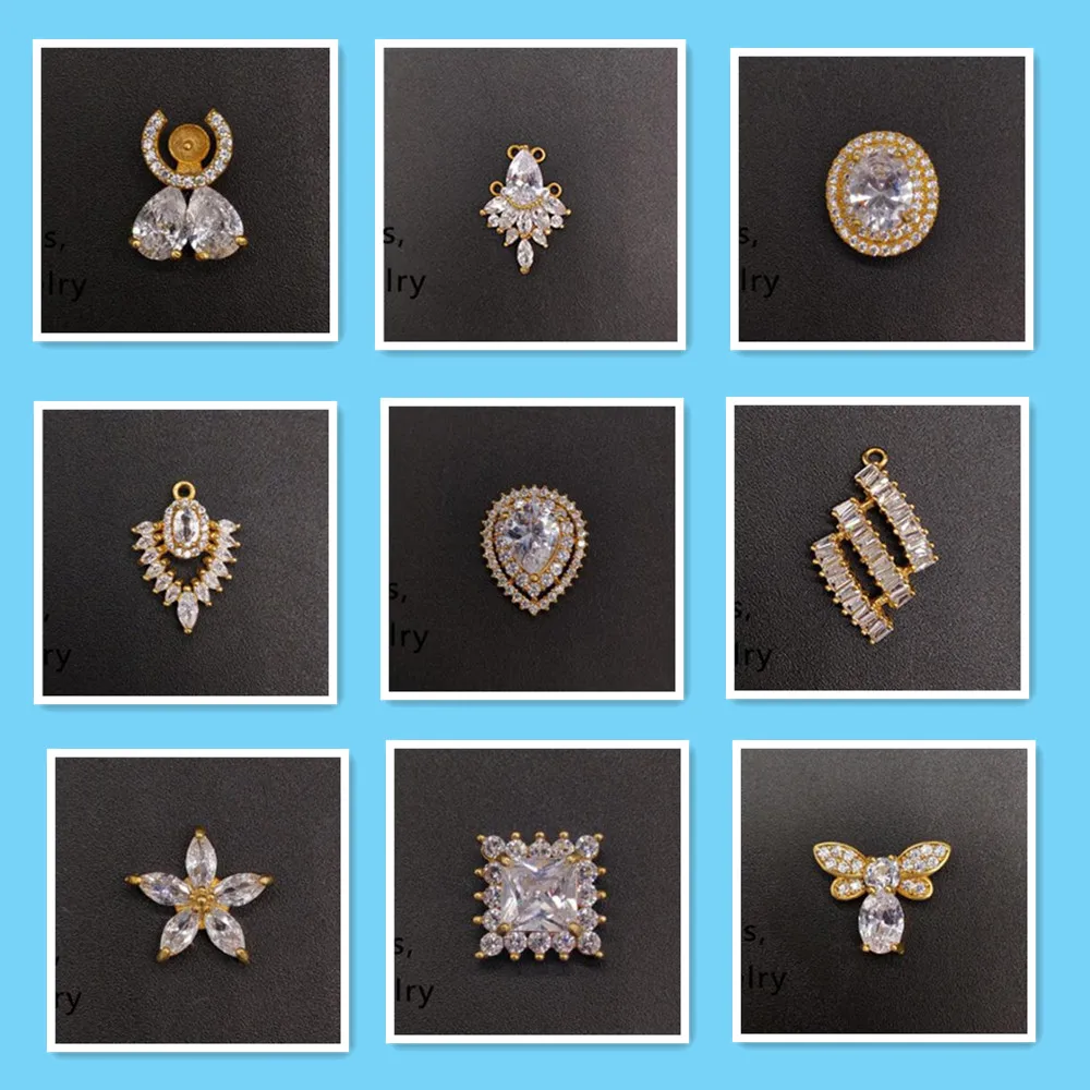 Zircons Charm Pendants for jewelry making Gold Zircon Button 100pcs Snowflake Crystal Zircon Embellishment Accessories for women