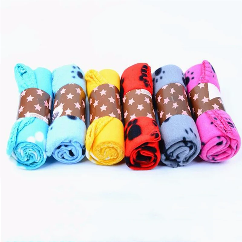 Flannel Cute Pet Puppy Paw Print Bed Mat Small Dog Blanket Soft Cat Dog House Blanket Pet Bed Cover Supplies 100*70cm