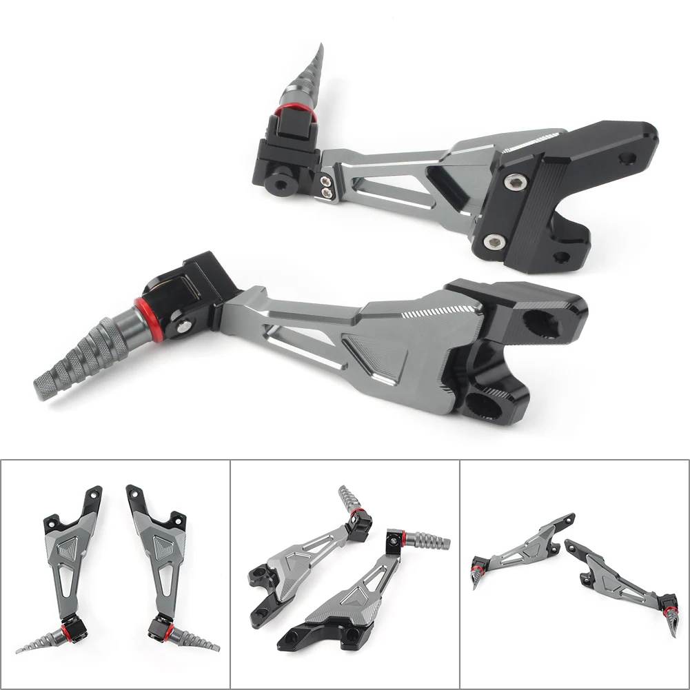 

For BMW S 1000RR 2010-2018 Motorcycle Aluminum Rear Passenger Footrest Foot Rest Pegs Rearset Footpegs Gray 1Pair