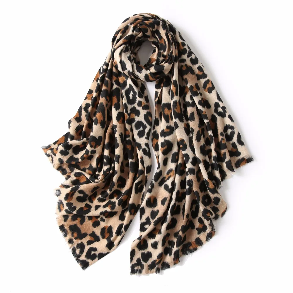 OMEA Winter Scarf Women European American Fashion Leopard Print Cashmere Scarf Classic Shawl Warm Cape Wholesale Luxury Poncho