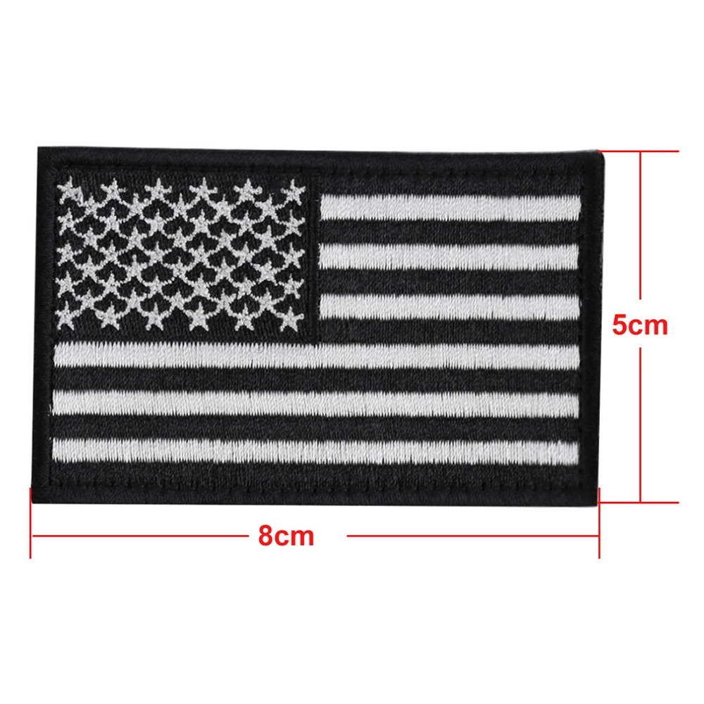 Linha bordada Bandeira Americana Patch, Iron-on ou costurar a qualquer vestuário, Patriótico, EUA, Táticas Militares