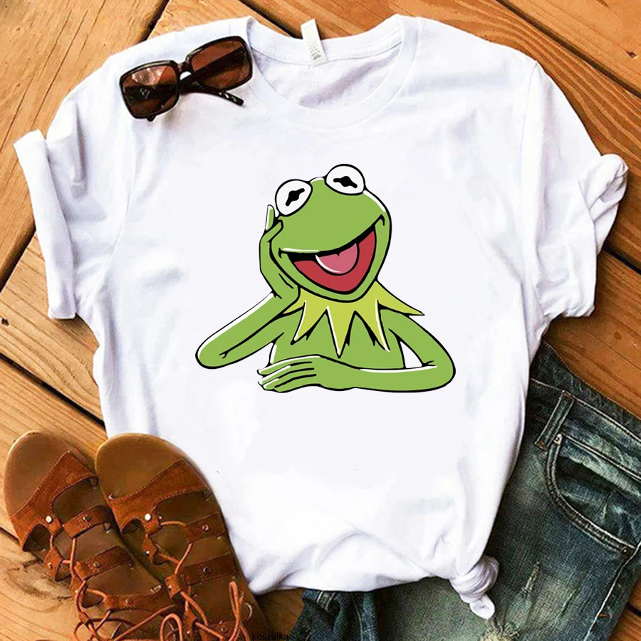 Yer A Wizard Kermit Anime T-shirt da donna con stampa divertente base casual o-collo camicia bianca T-shirt da donna manica corta, nave di lancio