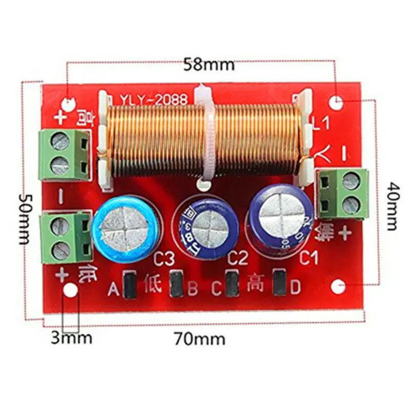 RISE-400W Speaker Crossover 2 Way High-Low 4-16 Ohm Frequency Divider for Speaker