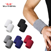 WorthWhile 1 Pair Cotton Elastic Wristband Support Basketball Wrist Brace Wraps for Men Women Gym Fitness Weightlifting Tennis