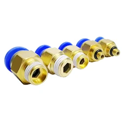 4-10PCS PC Series Pneumatic hose quick Release Fitting Connectors Thread BSPT 1/8 1/4 3/8 1/2 Male Straight One-Touch Fittings