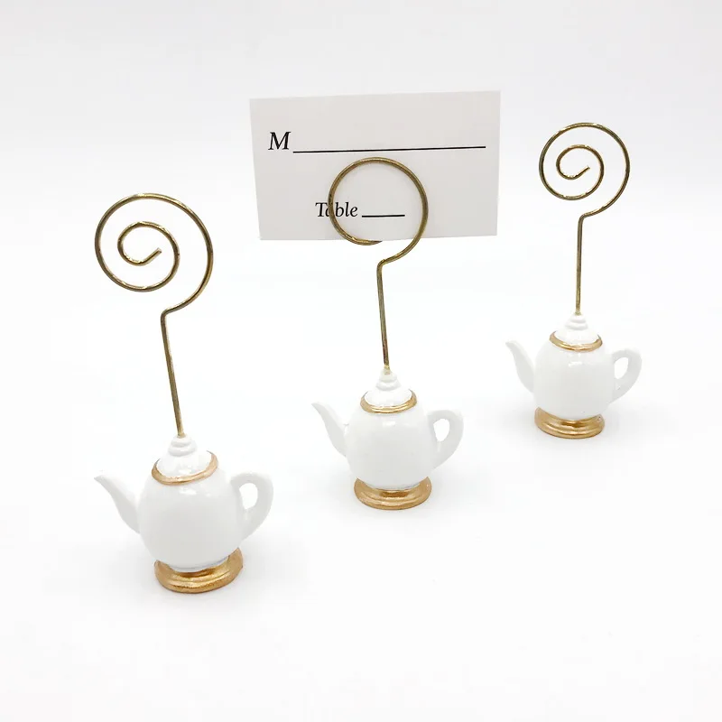 Tea Time Whimsy Teapot Design Place Card Holder, Photo Holders, Wedding Favors, Party Decorations, Name Cards Clips, 10/12Pcs