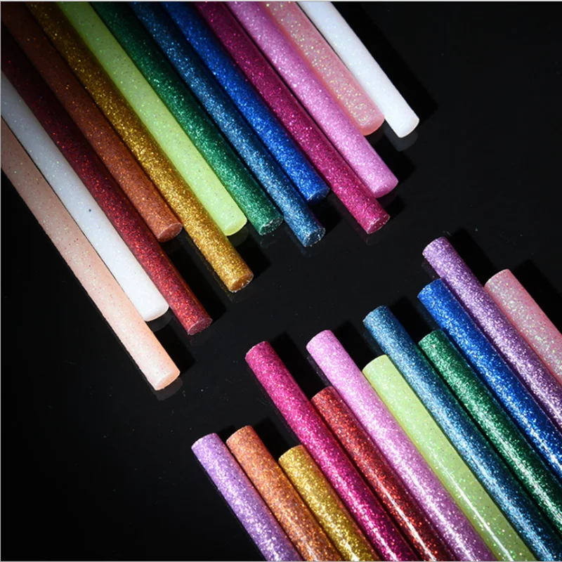 20pcs Glitter Colorful 11mm*100mm Hot Melt Glue Sticks For Glue Gun Craft Phone Case Album Repair Accessories Adhesive 11mmStick