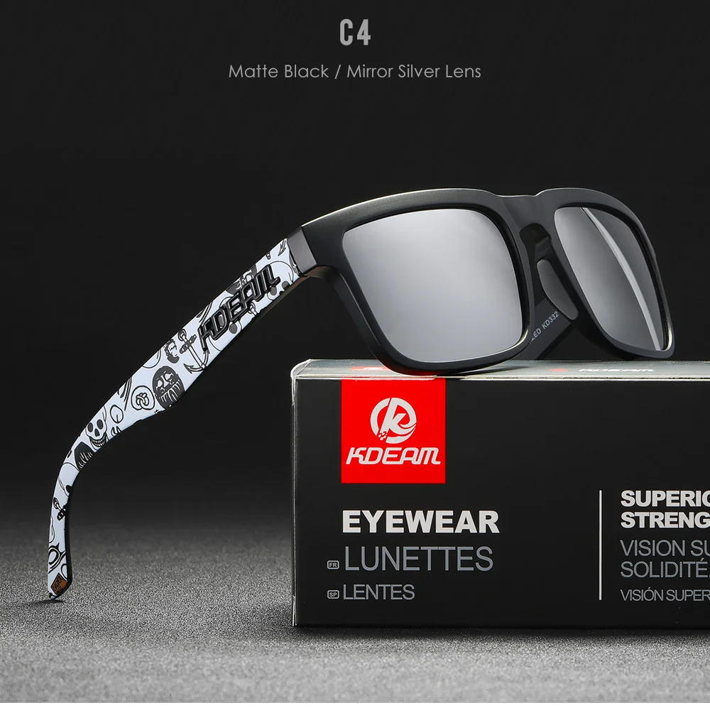 KDEAM Quadratische polarisierte Sonnenbrille für Herren im Freien, Lifestyle-Beschichtung, Sonnenbrille, neue passende Farben mit Box