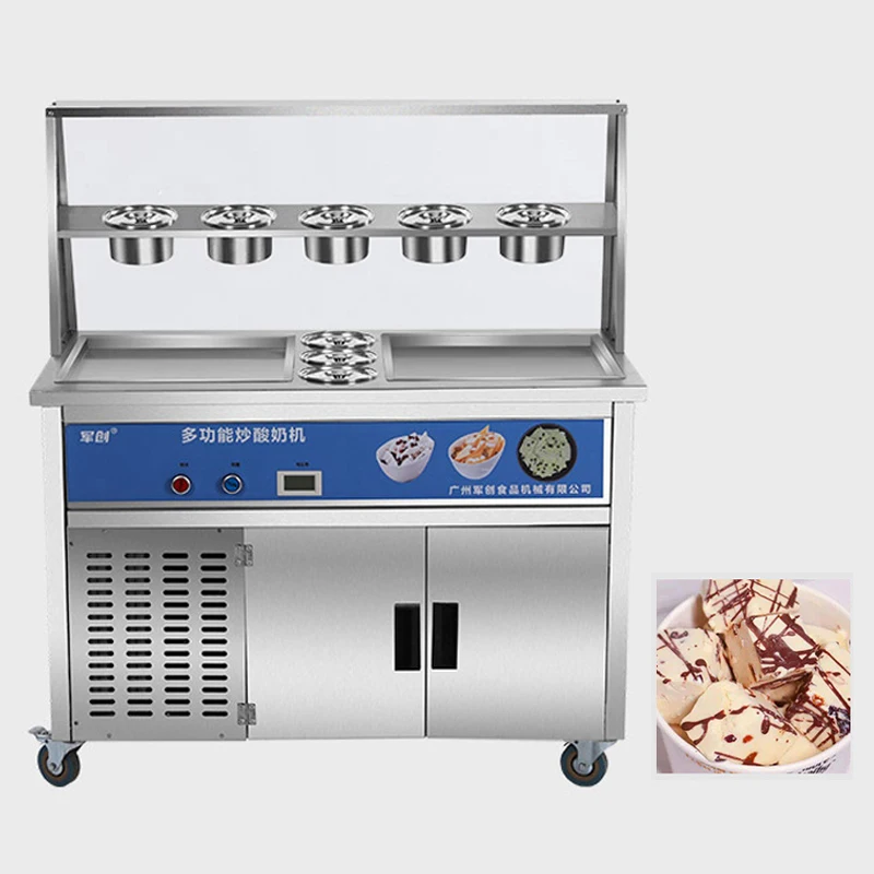 2021 New design fried ice cream machine stainless steel ice cream maker single pan ice cream roll machine