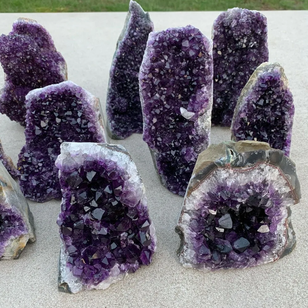 Natural Amethyst Geode Quartz Cluster Crystal Specimen Energy Healing