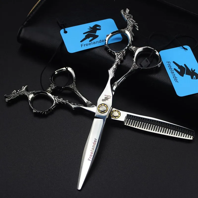 2020 professional  6 inch cutting scissors  beauty salon thinning and straight shears barber scissor tool stainless steel