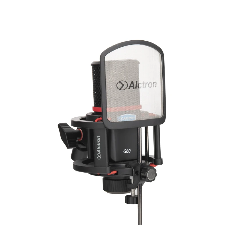 Alctron G60 ไมโครโฟนคอนเดนเซอร์ไดอะแฟรมขนาดใหญ่มืออาชีพ การบันทึกในสตูดิโอ การบันทึกสําหรับครอบครัว การแสดงบนเวที สีดําและสีแดง