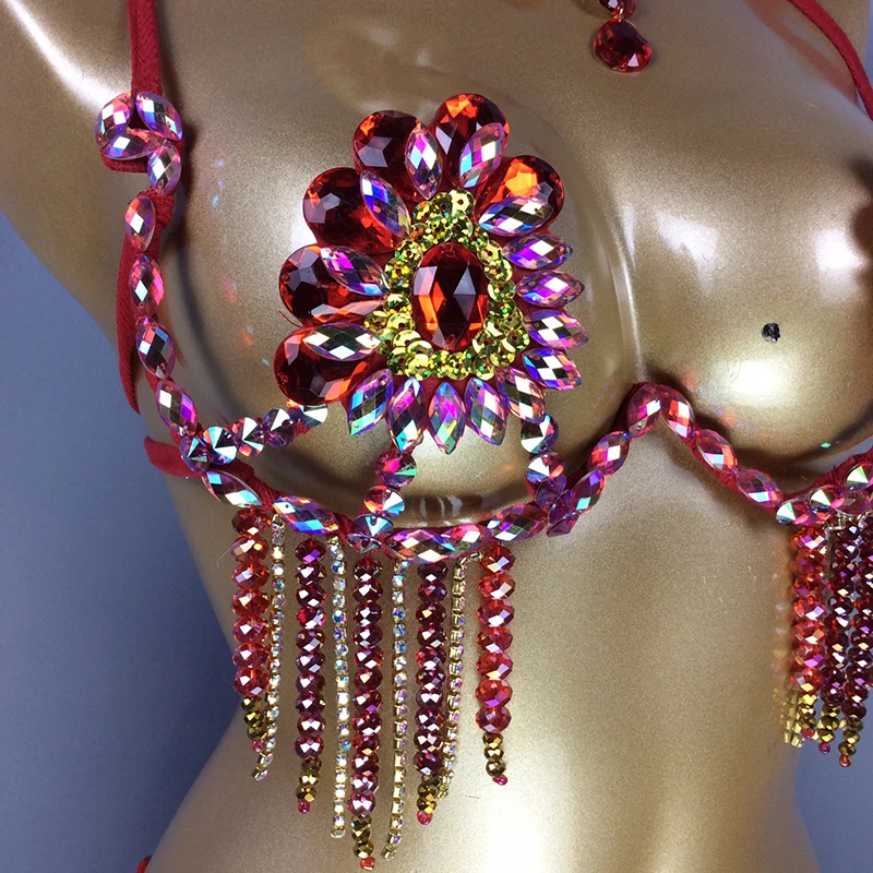 New Wire Bra For Ladys Women\'s Samba Carnival Bra Stone Bollywood Belly dancing Top Bra Sexy Underwear Bikini Festival Clothing