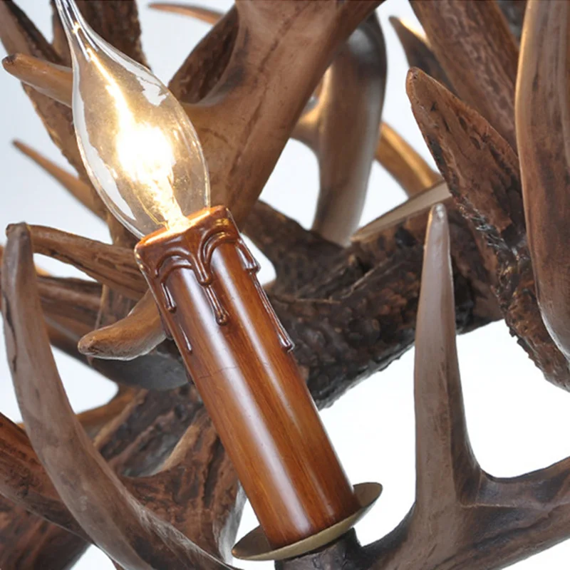 Retro Resin Antler Pendant chandelier Living room Restaurant Bar 4/6/9 Arms Brown White E14 Deer Horn lights house decoration